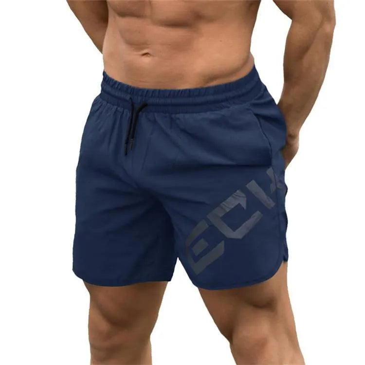 Men's black quick-dry nylon running shorts with mid-length cut for summer training