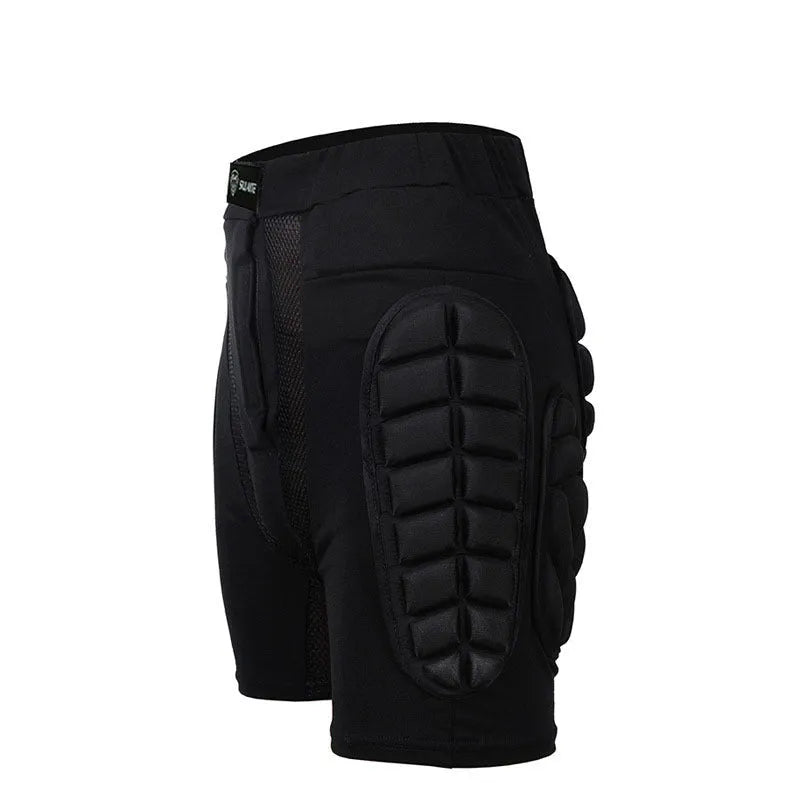 SULAITE black roller skating hip protection pants with sponge padding, front view
