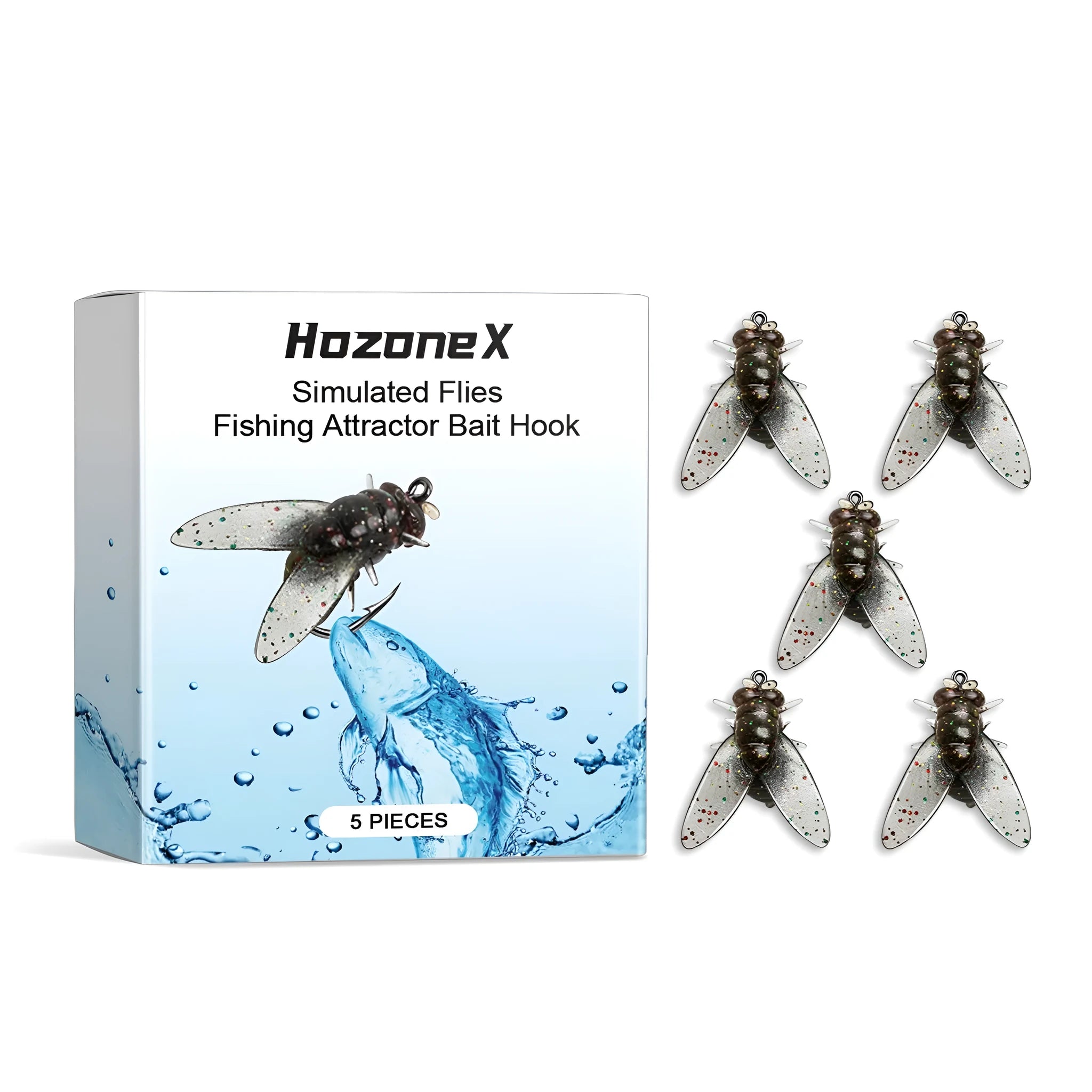 Soft silicone biomimetic insect fishing lure on a hook, showing 1.5cm size.