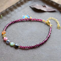 Purple geometric garnet anklet for women with ethnic styling and summer design