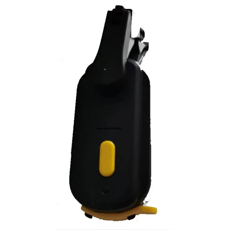 Black plastic 65mm wiper blade and motor unit for motorcycle helmet installation.