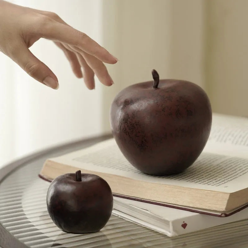 Chinese retro ceramic apple desktop ornament in two size variations