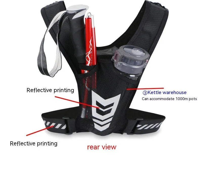 Breathable polyester chest bag in black with adjustable strap for waist carry
