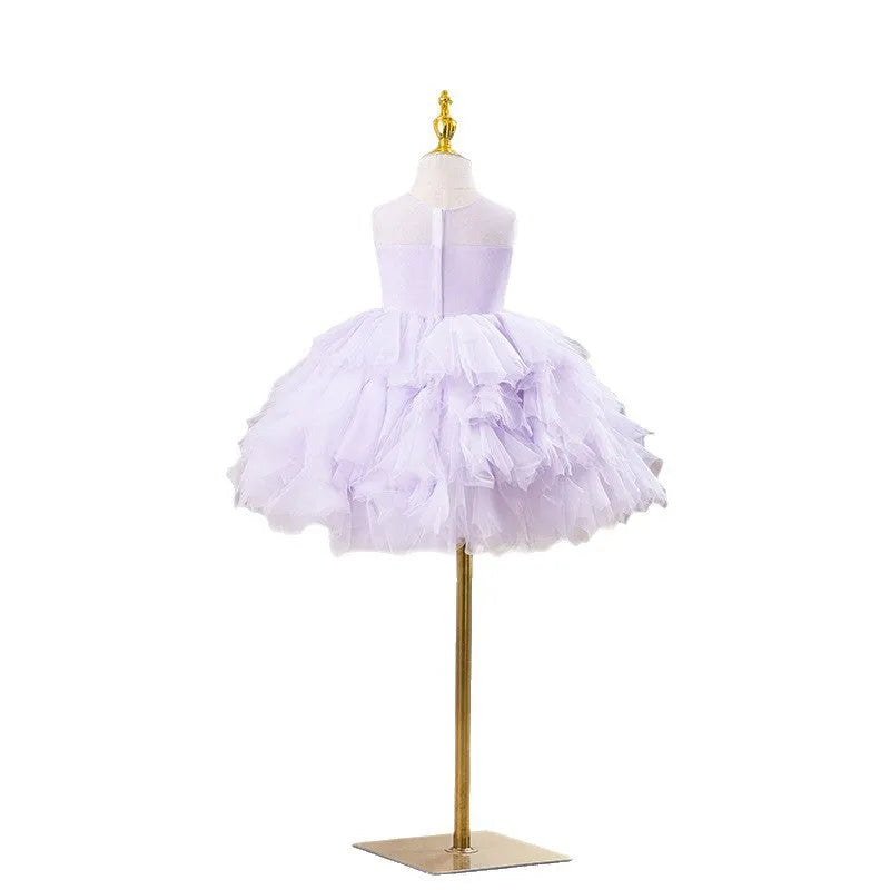 Purple princess dress for girls, rabbit fur and polyester lining, available in sizes 80cm to 160cm