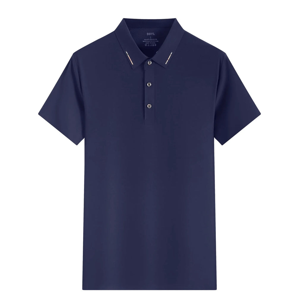 Ice silk cotton short sleeve polo shirt in solid colour, sizes S to 5XL for men and women