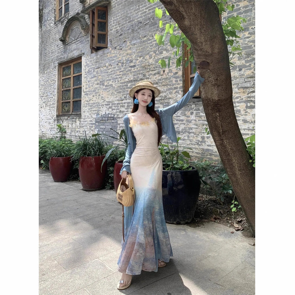 Sleeveless high waist fishtail midi dress in suspender dress colour, spandex fabric, sizes S M L