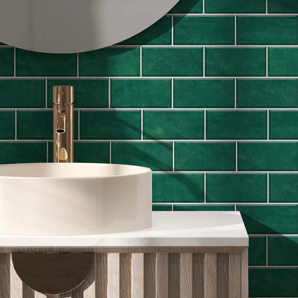 Pack of nine American-style PVC tile stickers in solid colour, flat wall sticker format, specification UB087S9
