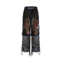 Men's retro wide leg jeans with detachable trouser legs in denim fabric