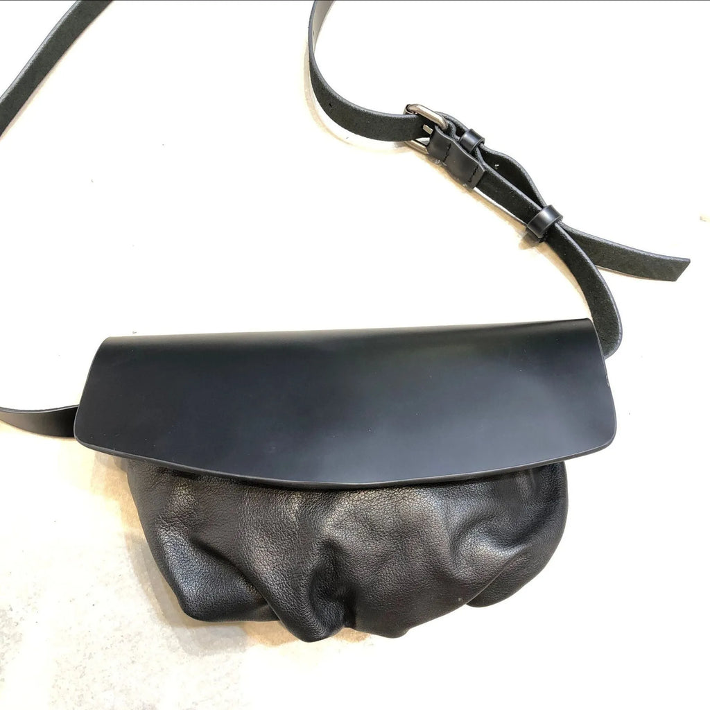 Black handmade genuine cowhide leather single-shoulder bag for women, width 14cm, length 21.5cm