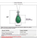Green chalcedony water drop pendant with geometric ellipse shape and electroplated copper setting