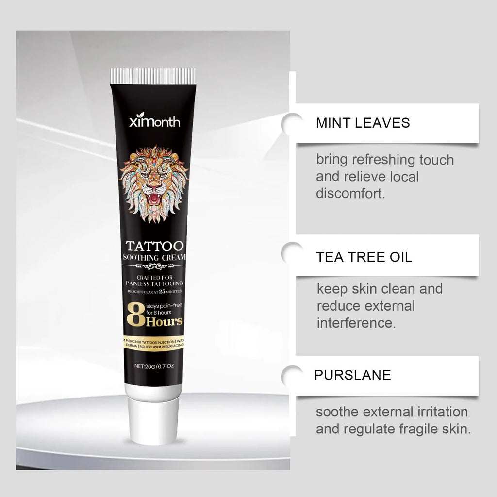 20g tattoo soothing neck cream container with botanical active ingredients for post-tattoo care
