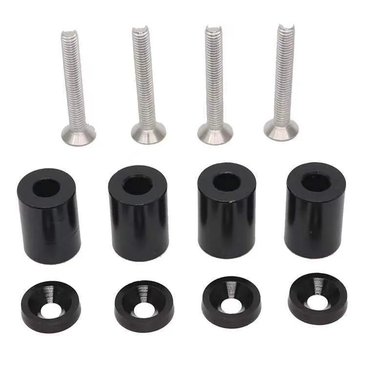 Aluminium car machine cover pad height sheet kit with screws, nuts, washers in red, blue, black colours.
