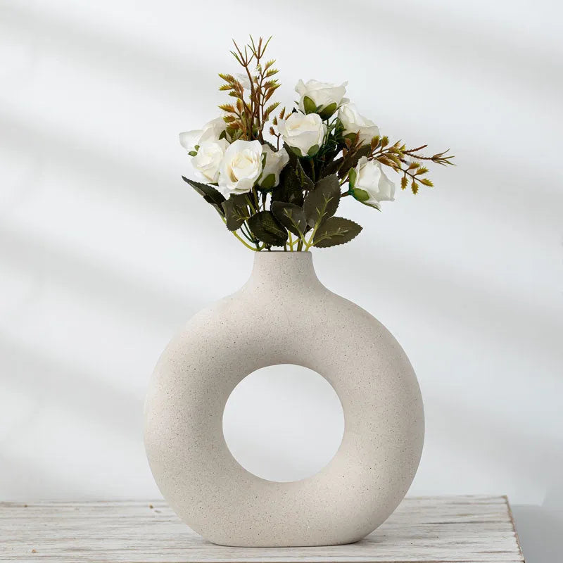 Frosted porcelain biscuit vase with unglazed finish for flower arranging in modern minimalist style