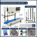 FR-900 automatic continuous sealing machine with entry-level paint rack design, 110V US power, dimensions L820mm x W385mm x H310mm