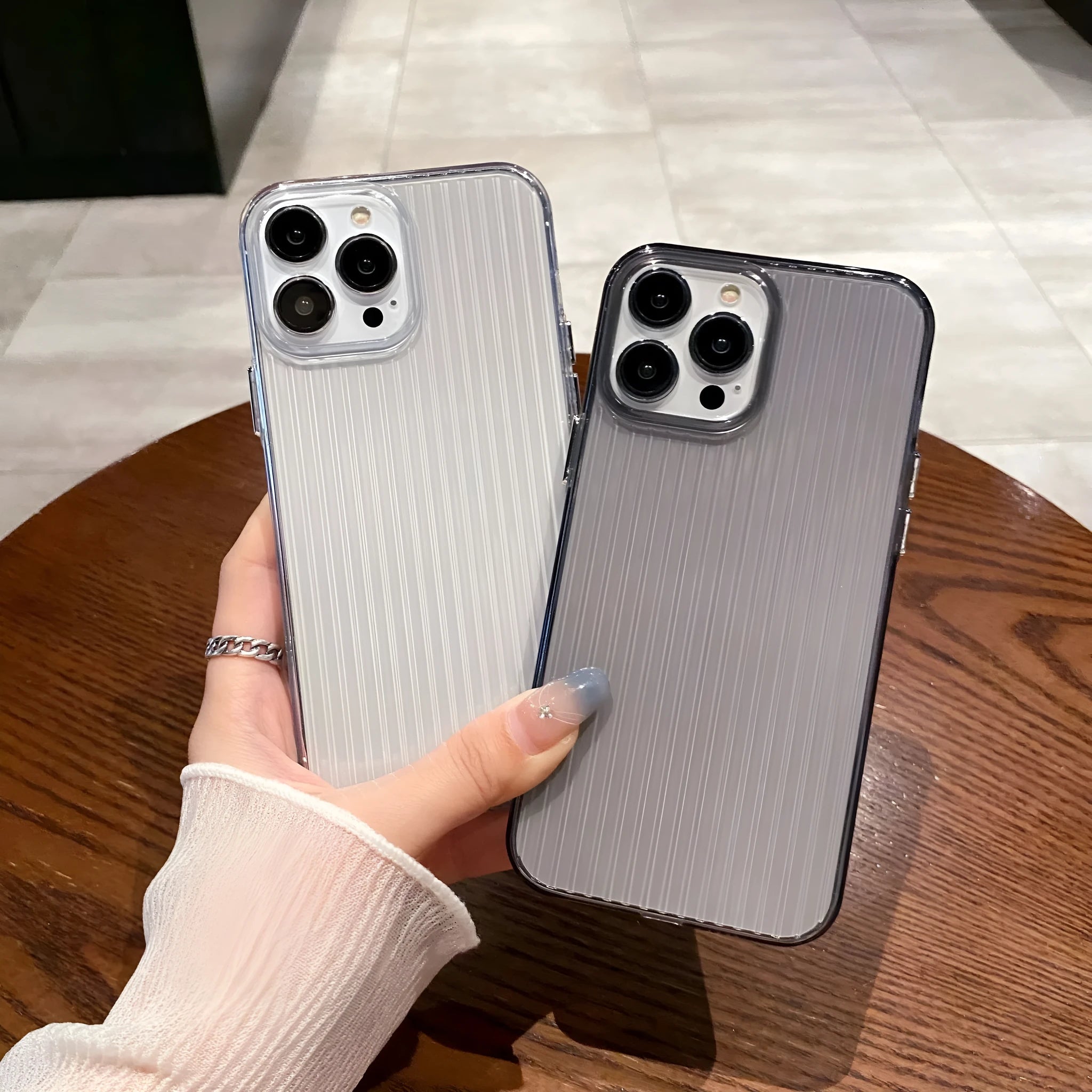 Ripple transparent soft phone case with clear corrugated pattern on an iPhone