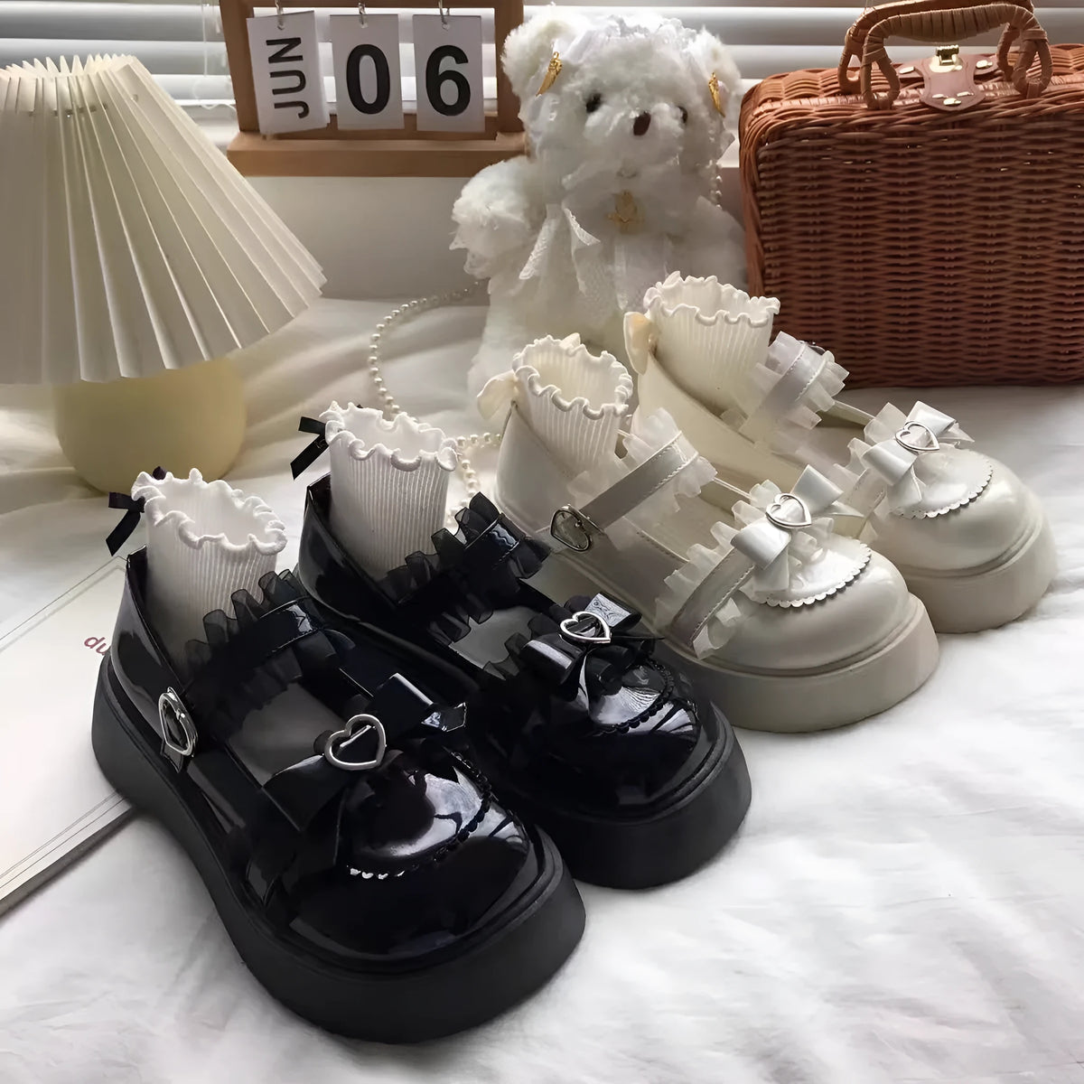 Big Head Shoes Mary Jane platform leather women's shoes in beige with a wedge heel and strap