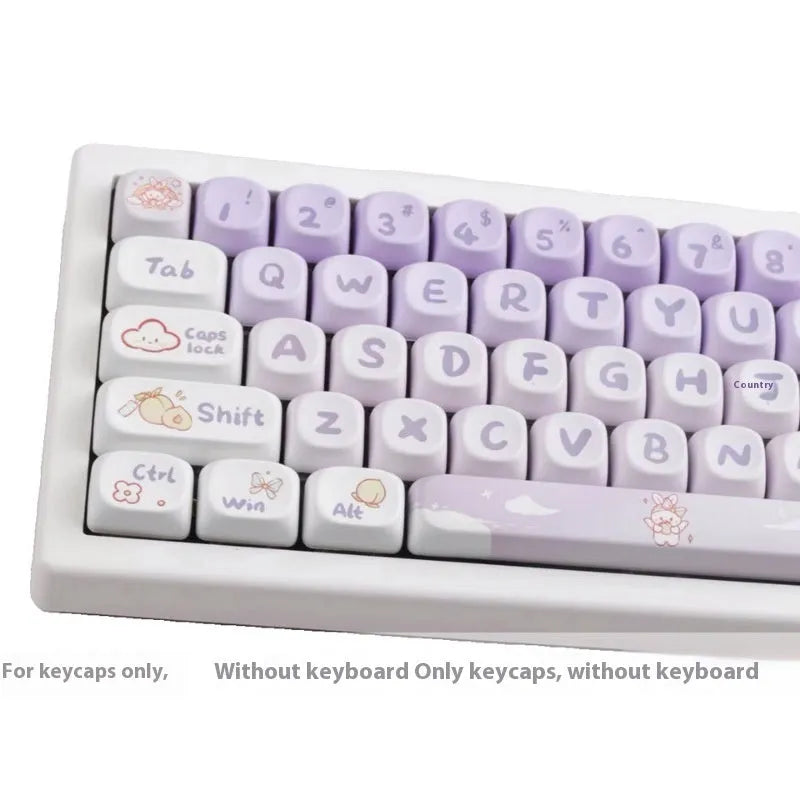 PBT gradient purple rabbit keycap set for mechanical keyboards with sublimation printing