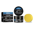 100g leather cleaning cream tub with sponge applicator on a wooden surface