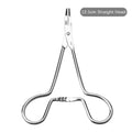 Silver stainless steel pet grooming tweezers with curved tip for ear cleaning and hair removal