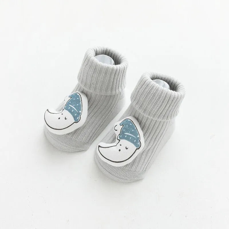 Children's combed cotton non-slip socks in multiple colours for sizes XS, S, and M.