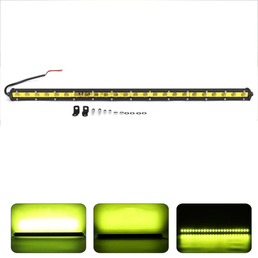 25-inch aluminium car LED strip light with mounting brackets and screws for auxiliary lighting