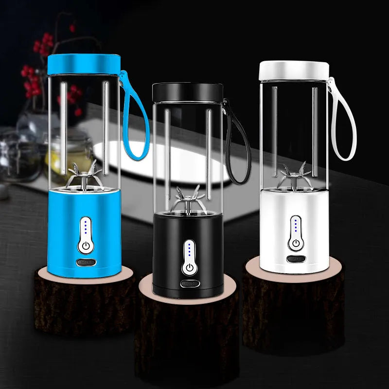 Portable hand blender with 530ml cup in black, white, blue, or rose red colour options