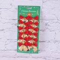 5 cm gold, red, red-gold, and silver polyester Christmas tree bow decoration with ribbon.