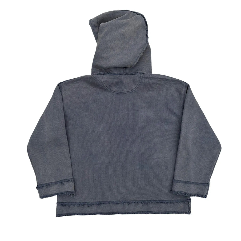 Reverse dark blue hoodie sweater with The Sun Also Rises back design in sizes M L XL