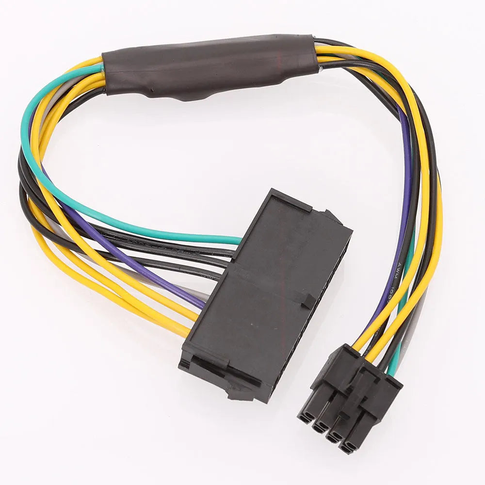 Black ATX 24-pin to DELL 8-pin motherboard power adapter cable, 30cm long