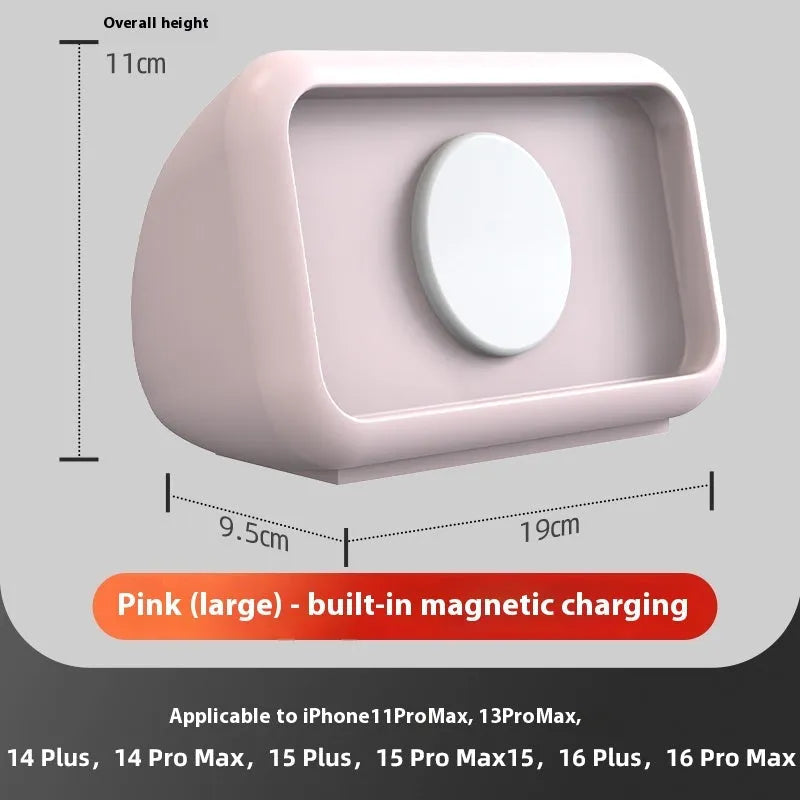 Magnetic wireless phone charging desktop base in 10.5cm plastic construction black colour