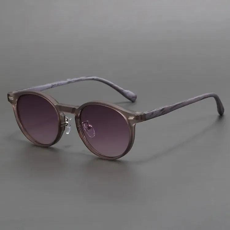 Retro frosted round rim sunglasses with UV protection in multiple colour options including leopard print frame
