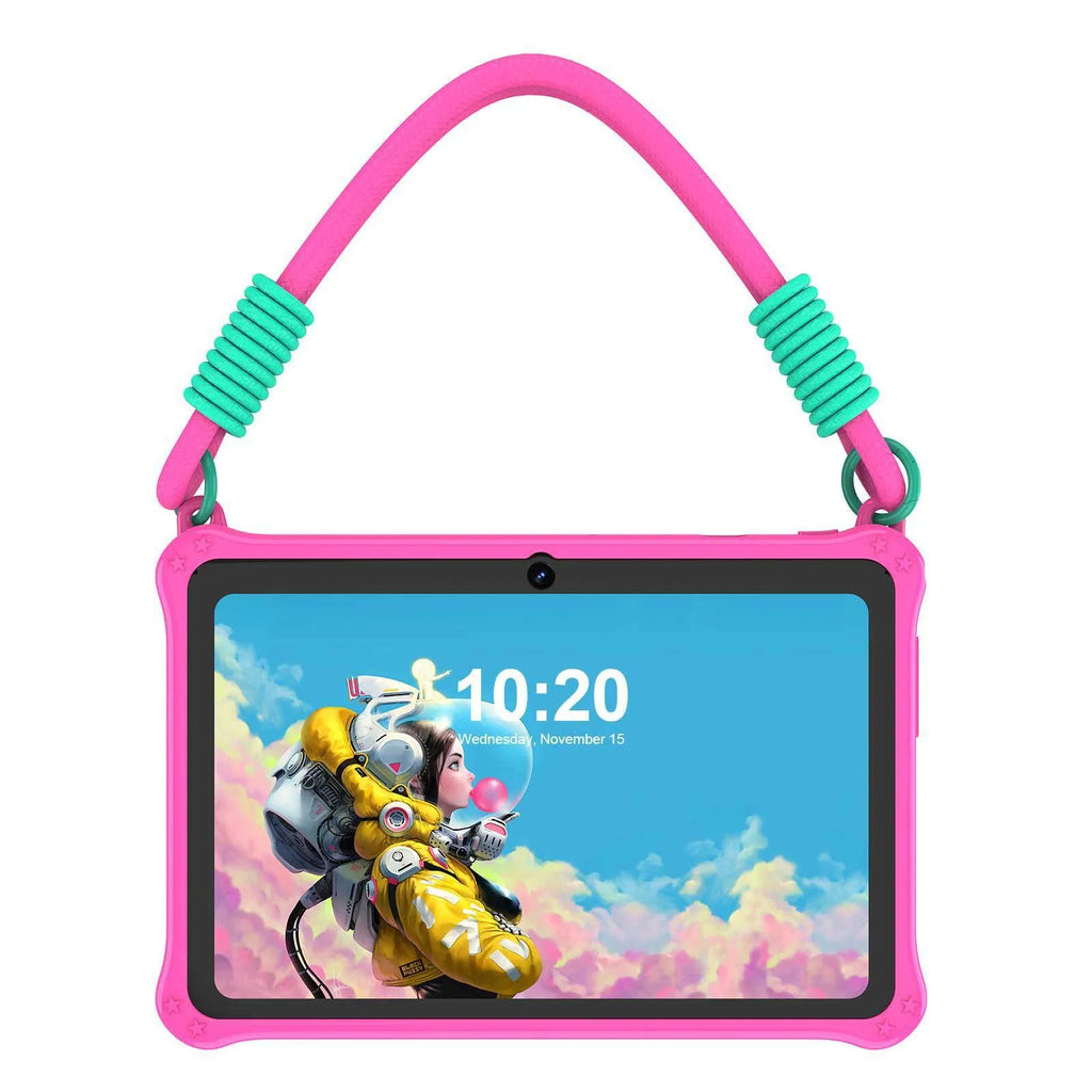 7-inch children's tablet silicone protective case with flat strap in sapphire blue colour