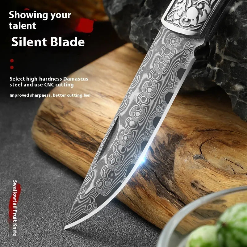 VG10 stainless steel folding pocket knife with dovetail pattern handle in blue or red colour