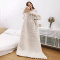 Solid white wool chenille blanket 100x200cm 6cm thick hand-woven Nordic throw