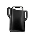 Men's PU square vertical belt waist bag for outdoor mobile phone carry in black colour