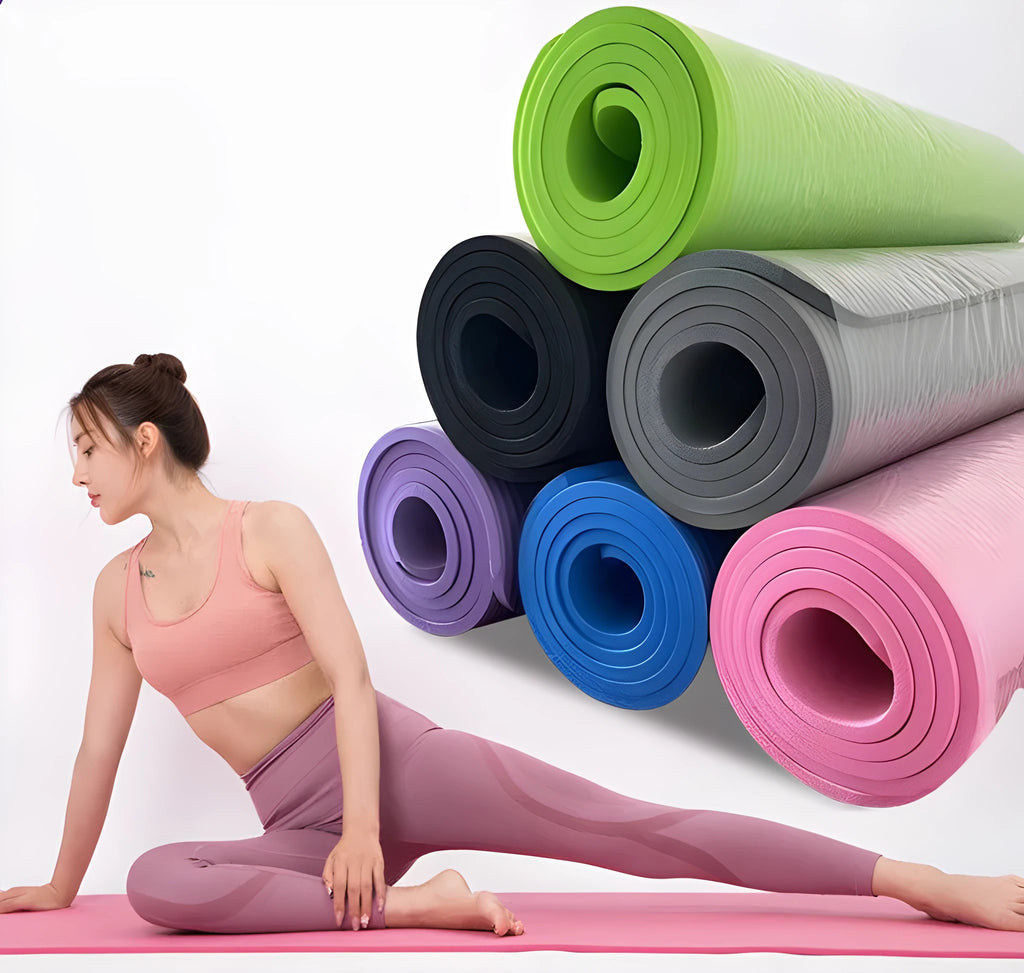 Striped NBR yoga mat 183x61cm for fitness and dance, available in purple, blue, pink, black, grey, green and red
