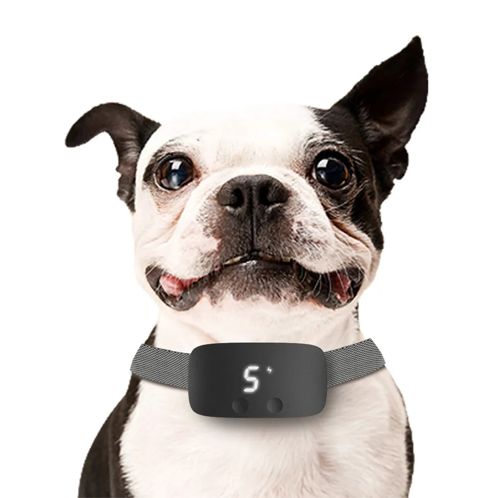 Touch bark stopper dog trainer in black or white ABS plastic, handheld pet training device with one plastic pet barker included.