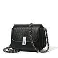 Women's black PU leather cross-body shoulder bag with phone pocket and square shape