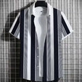Men's striped linen t-shirt with 3D print design in extended sizing