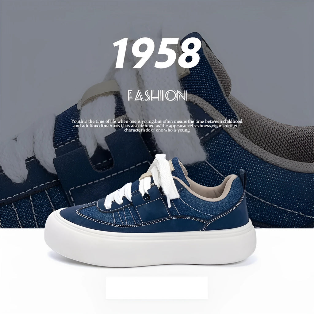 Men's black canvas platform lace-up trainers with a raised heel on a white background