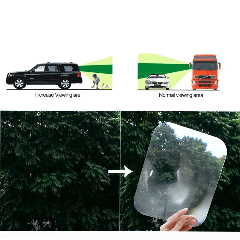 Fresnel lens car reversing sticker 200x250mm on rear window showing wide angle view
