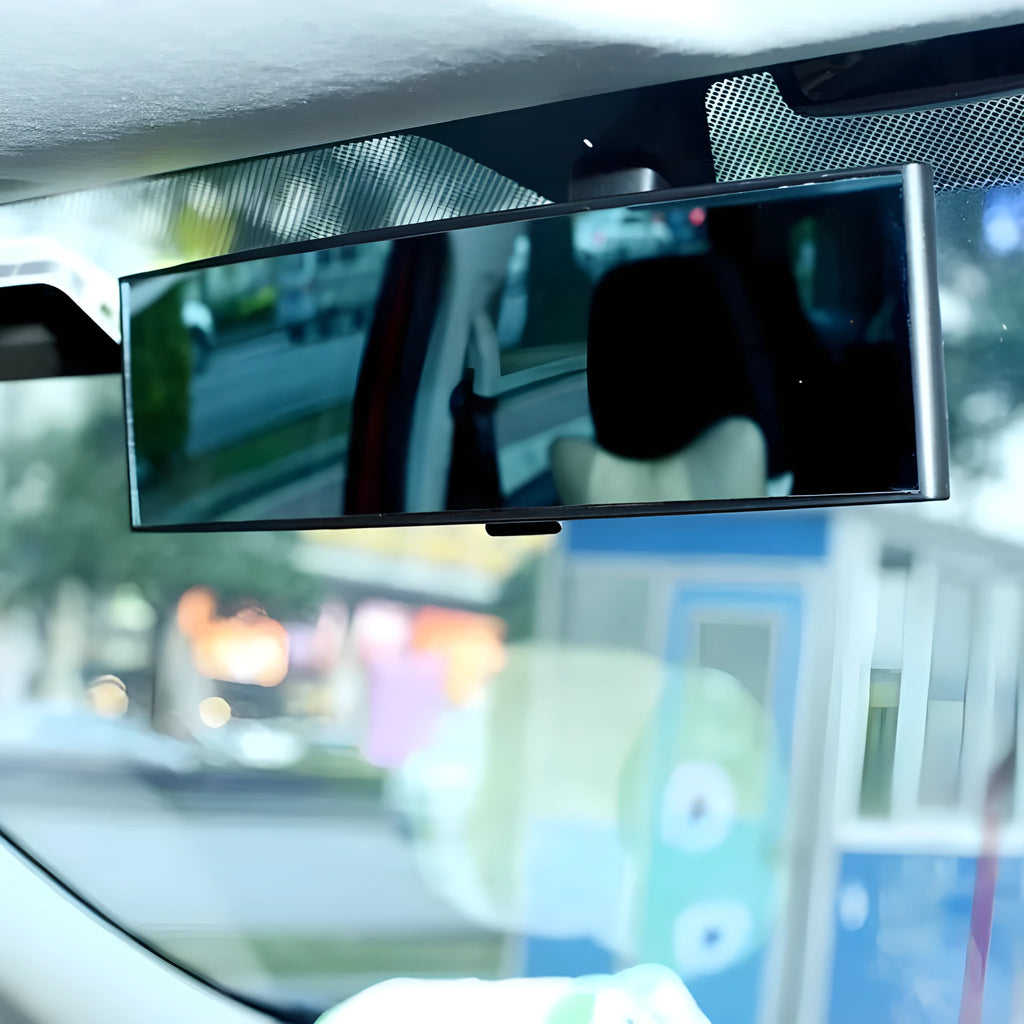 Car surface widen plus size rearview mirror 300mm white curved anti-glare ABS frame
