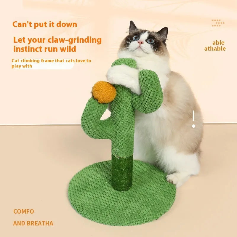 Cactus design cat scratch board with coconut tree element for cats to scratch and climb
