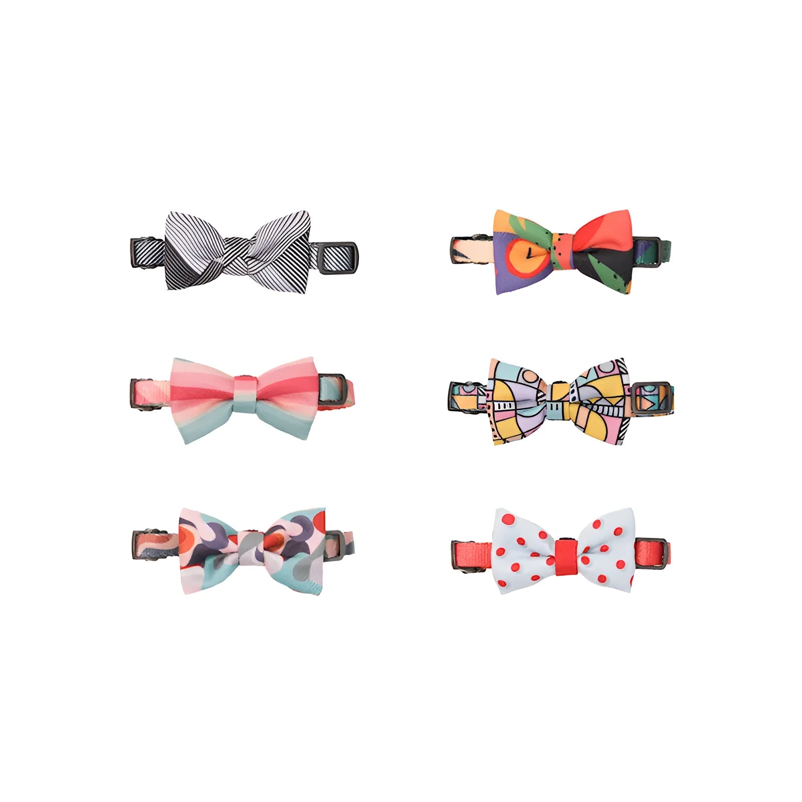 Cat wearing a cotton bow tie collar in Beast Color Block colour, with a casual style