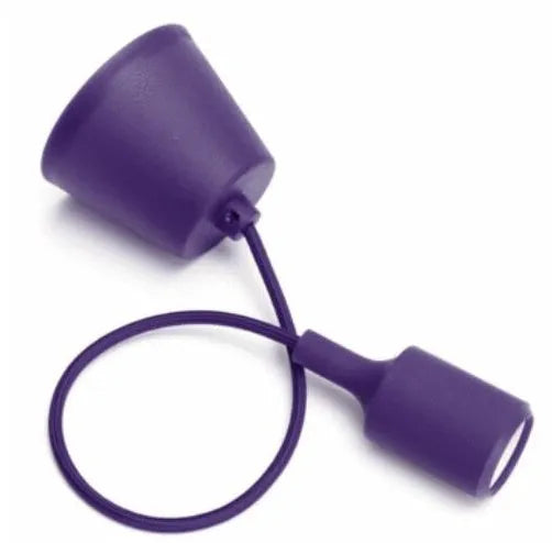 Colourful silicon ceiling pendant lamp holder with E27 socket and 50cm black wire