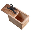 Wooden prank scare box measuring 9.1cm with a random jumping animal surprise inside