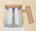 400ml clear borosilicate glass self-stirring electric coffee mug with button.