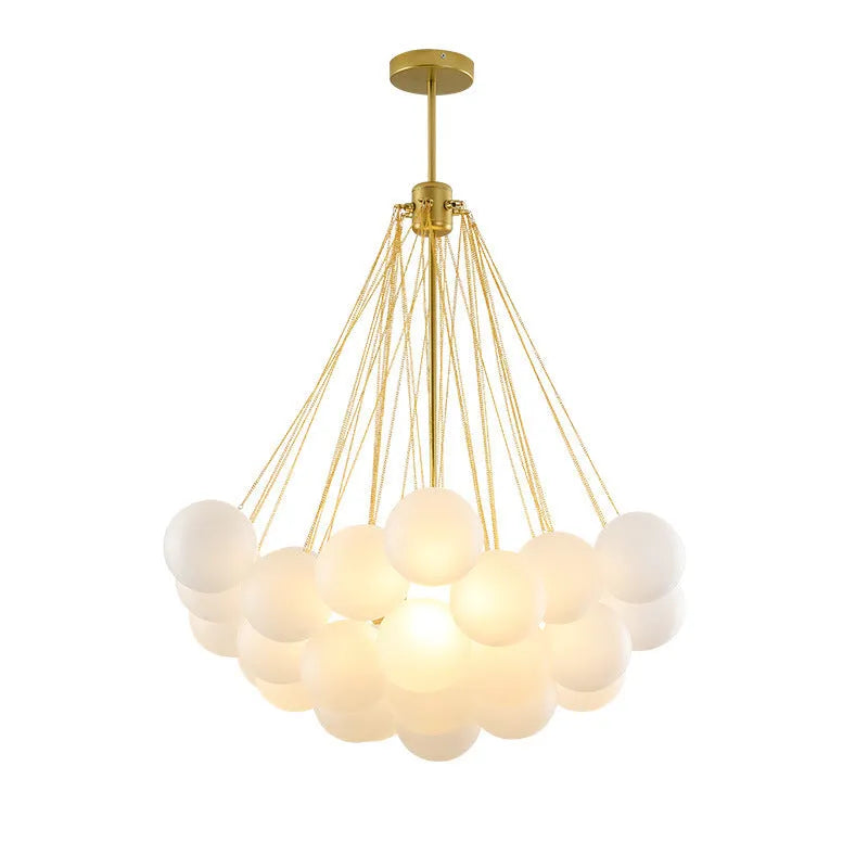 Glass bubble pendant lamp in gold or black, adjustable 0.5m height, for living room ceiling lighting