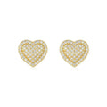 Golden heart-shaped moissanite stud earrings in S925 sterling silver setting