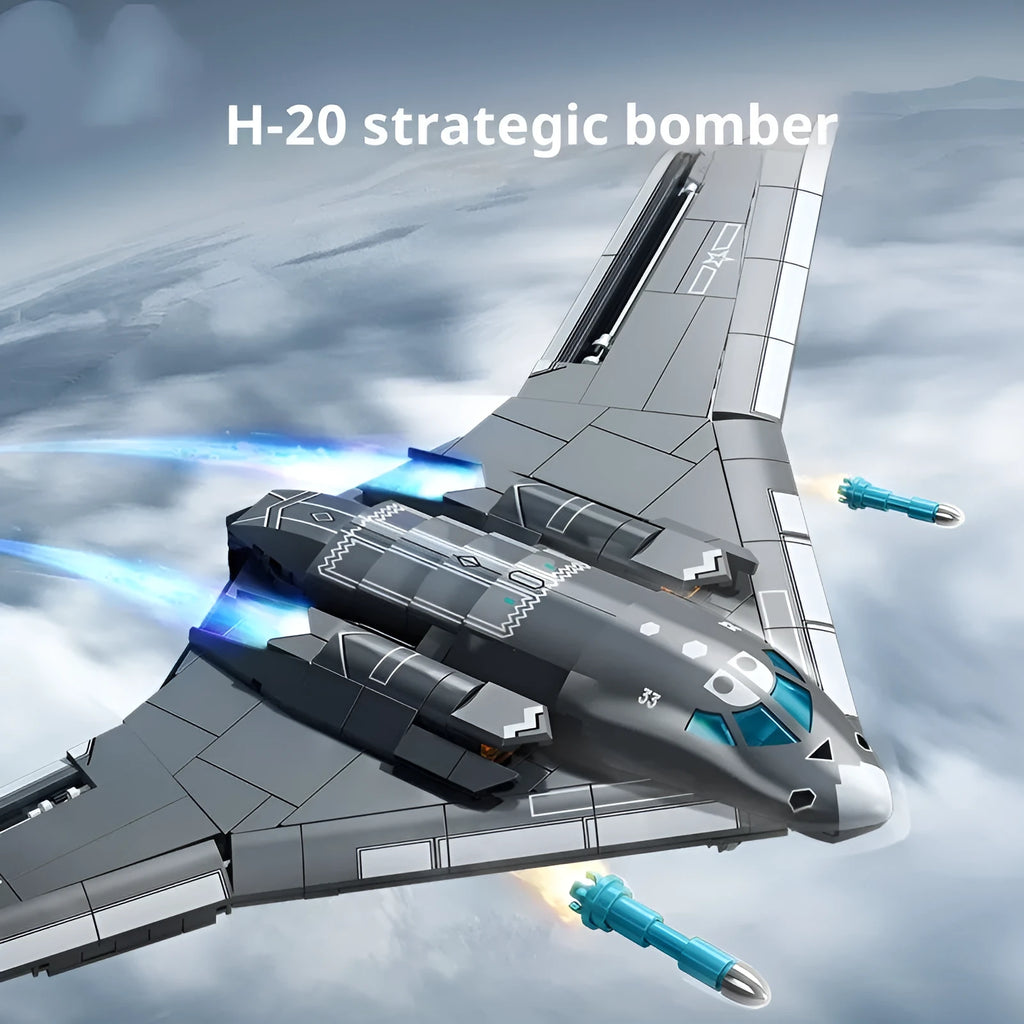 Military Series Bomb 20 Strategic Bomber assembly model building block set in colour box packaging